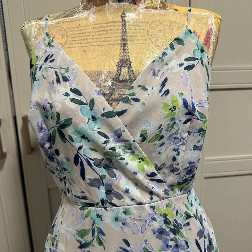 Lulu's Garden Grove Blue Floral Maxi Dress M